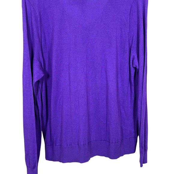 Lauren Ralph‎ Lauren 1X Plus Sweater Tunic Purple V-Neck Knit Top Shirt Hem NWT - Picture 10 of 11